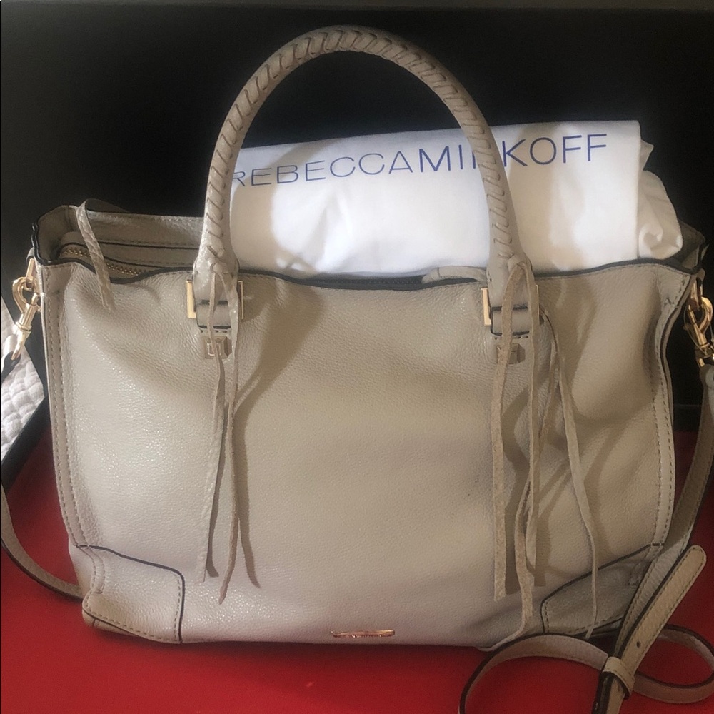 NWOT - Rebecca Minkoff Elegant Gray Satchel with Fringe - Never used - Picture 3 of 11